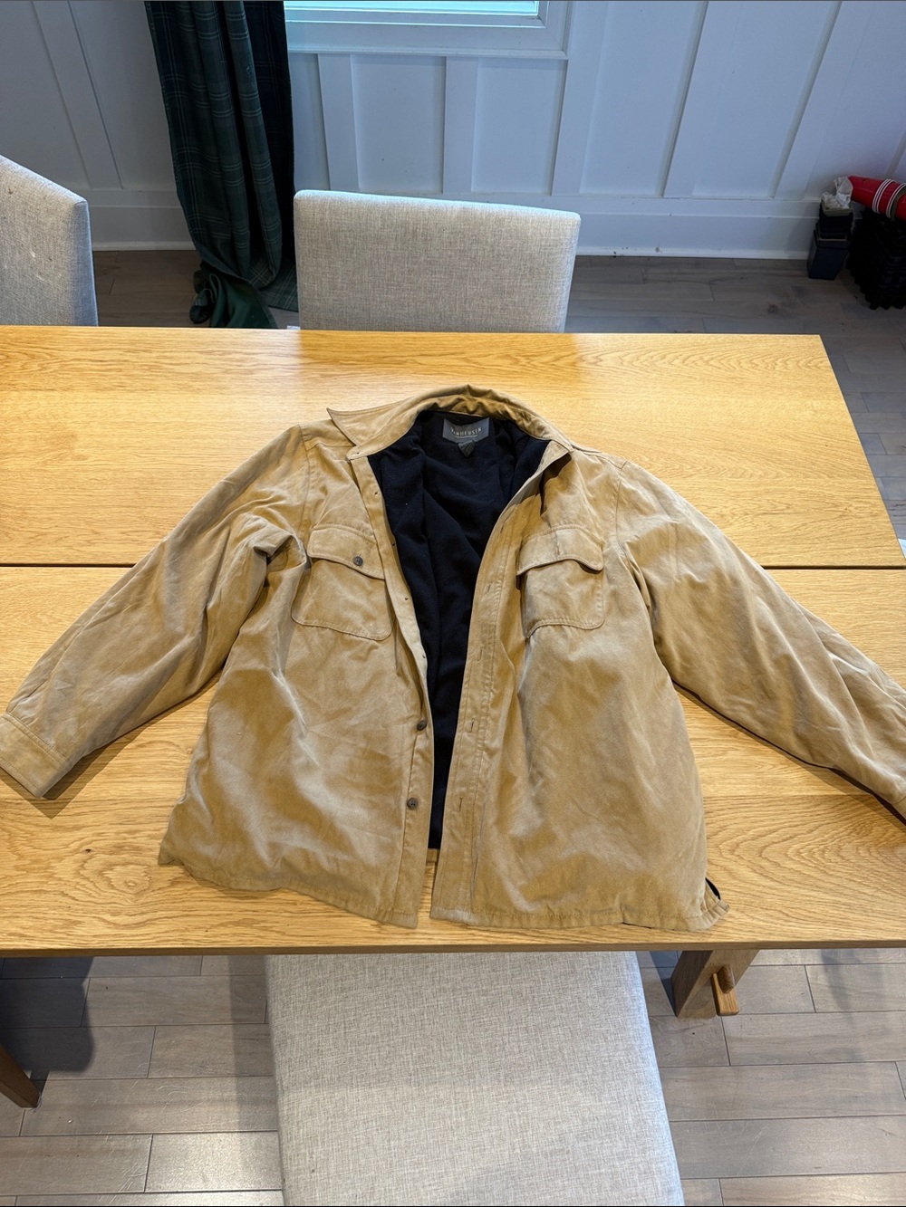 Van Heusen Tan Suede Military Field Jacket with Black Lining